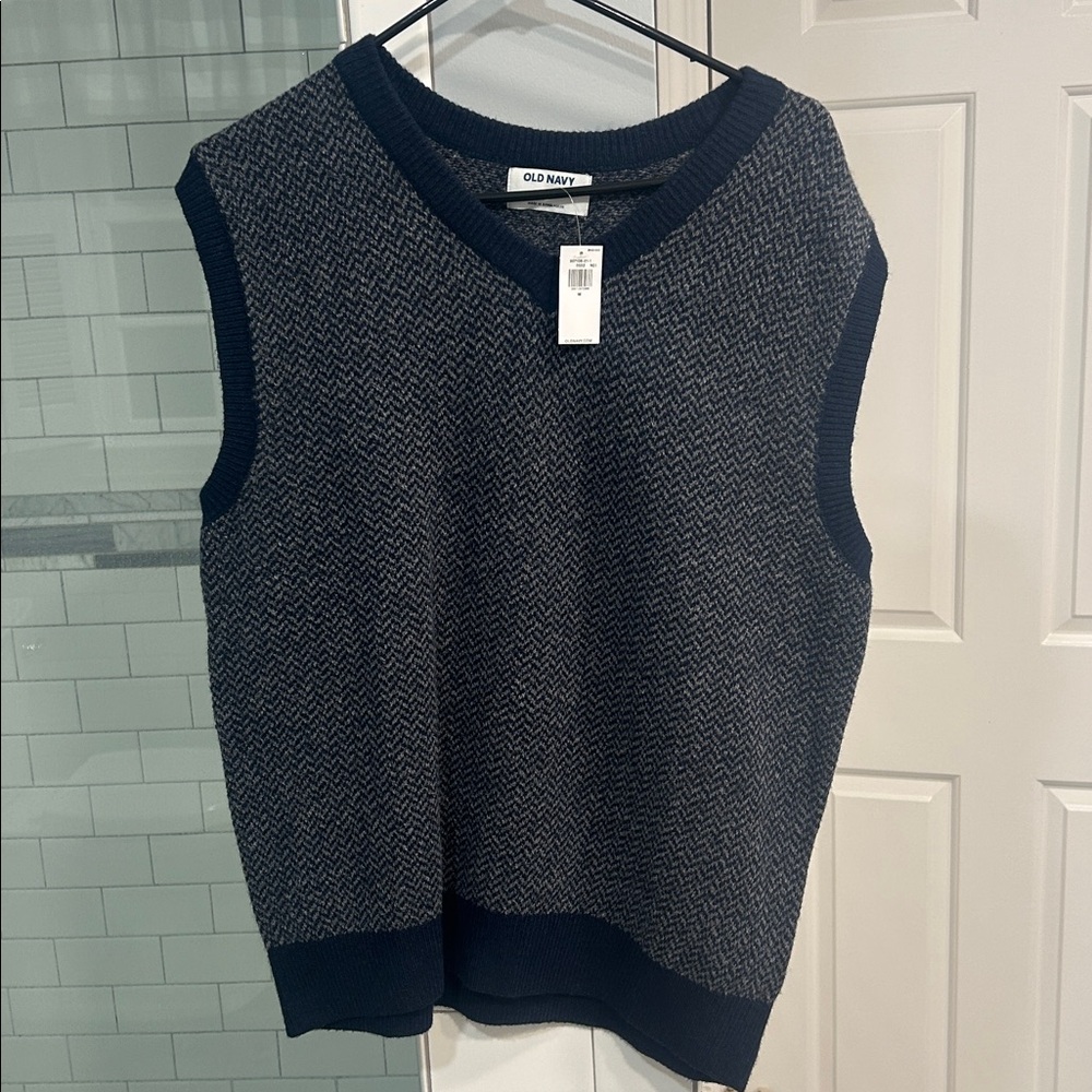 Old Navy Dark Blue Patterned Sweater Vest